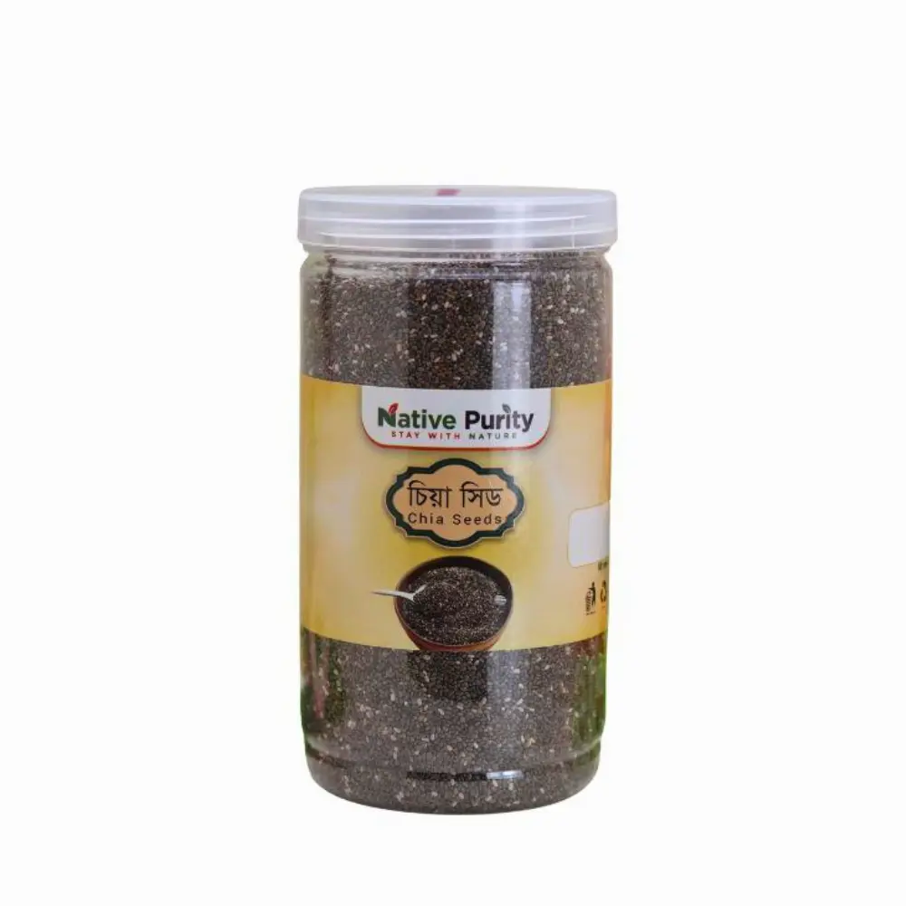 “Premium quality organic চিয়া সিড chia seeds in airtight packaging – rich in fiber, omega-3 and protein.”